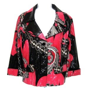 CLARA S. WOMEN'S BLACK & RED FASHION JACKET